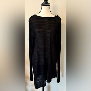 Eileen Fisher Textured Black Knit Top. Size large